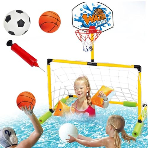 Generico Floating Basketball Hoop, Pool Sports Set, Waterproof Frame, 78x56x48cm, Inflatable Ball And Pump, Lightweight Portable Build, Kids Beach Lake Water Game Waterproof Construction