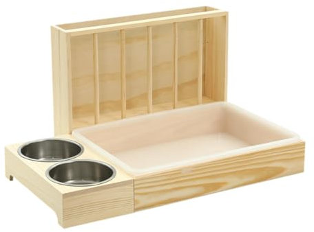 Dualoai Porte-Foin pour Lapin avec Bols et pour Petits Animaux, Style B