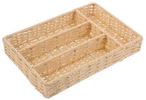 TOBBOMEY Portaposate da Cassetto Beige in Organizer con Scomparti Multipli per Posate Cestino Divisorio per Forchette e Cucchiai Soluzione per Armadietti Compatibile con Vari Tipi Utensili