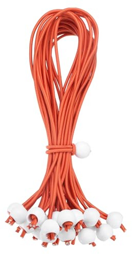 sourcing map 12 Balls Bungee Cords, 30 Pcs Bungee Cords with Balls Elastic Tarp Tie Downs for Tents, Camping, Tarp, Posters, Expander Loops, Tarpaulin Holders, Tarpaulin Rubber (Orange/White)