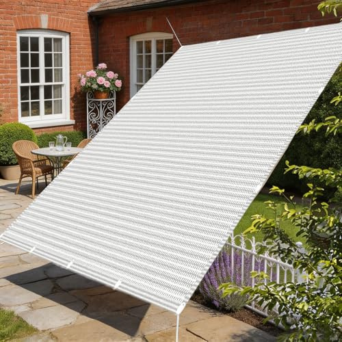 Rechteckig Sonnenschutz 120 x 480 cm Atmungsaktives HDPE Leicht Und Haltbarkeit Rechteck Sonnenschutz Sichtschutz Schattiernetz für Balkon Terrasse Garten, Weiß