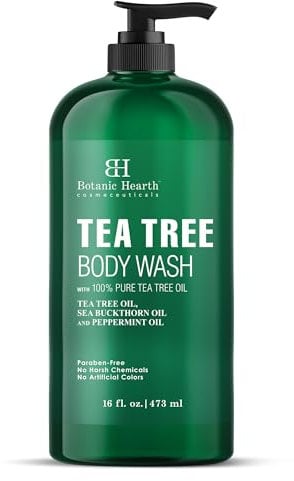 Botanic Hearth Tea Tree Body Wash Helps Nail Conditions Athletes Foot Ringworms Jock Itch & Body Odor Soothes Itching & Promotes Healthy Skin and Feet Naturally Scented 16fl oz