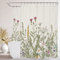Riyidecor Green Leaves Clawfoot Tub Duschvorhang, 450 x 180 cm (B x H), rundum mit Blumenmotiv, extra breit, Tulpenpflanzen, Efeu, Kräuter, Dekoration, Badezimmer, Polyester, Metallhaken, 32 Stück