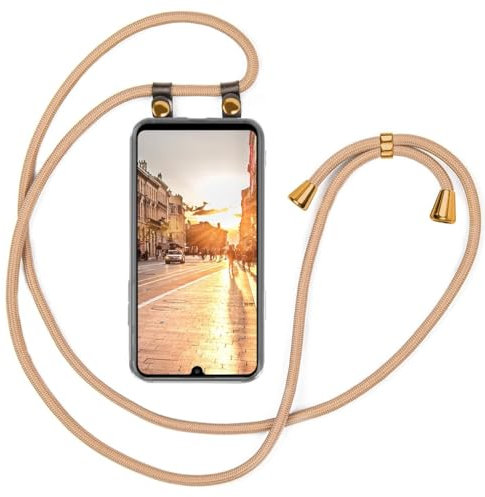 moex Handykette für Huawei P30 Pro/P30 Pro New Ed Hülle mit Band abnehmbar, Handyhülle mit Kette zum Umhängen, Handyband Kordel Umhängehülle, Necklace Handy Umhängeband, Gold