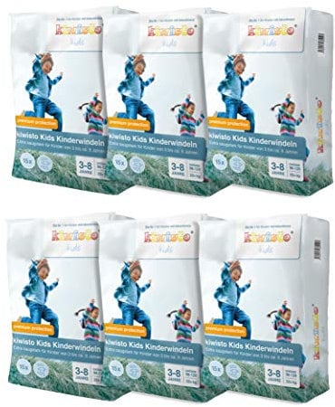 kiwisto Kids Kinderwindeln premium protection - 3-8 Jahre - extra saugstark, perfekt als Nachtwindel - 90 Windeln Megapack