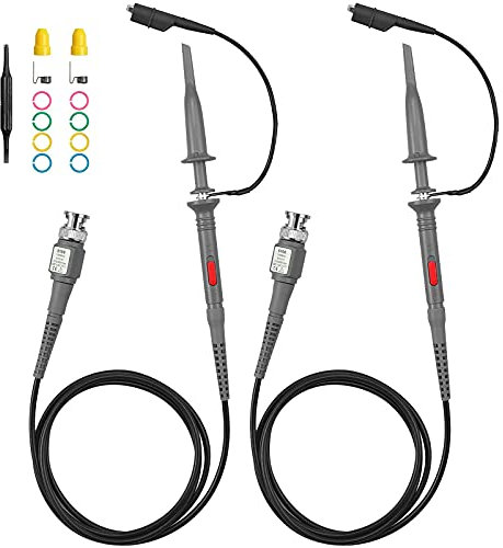 AUTOUTLET 2PCS P6100 100MHz Oszilloskop Probe Kit, Präzisions BNC Oszilloskop Sonden Kit, 10: 1 und 1: 1 Umschaltbarer Hochpräziser Scope Oscilloscope Clip Probes