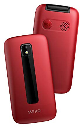 Wiko F300 Téléphone portable débloqué à clapet 2G (Ecran 2,8 pouces - Batterie 1200 mAh - Bouton SOS - Socle de chargement - Grandes touches) Red