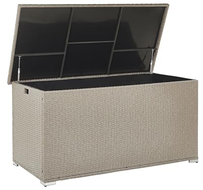 Beliani Praktische Auflagenbox Rattan 290 L 155 x 75 cm taupe Modena
