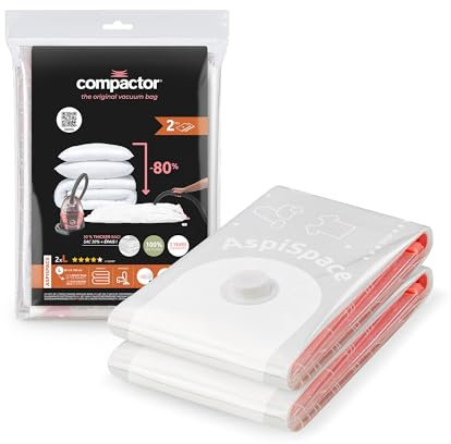 Compactor – Lot de 2 sacs de rangement sous vide Taille L 100 x 80 cm - Rangement sous vide avec aspirateur pour vêtements, couettes et oreillers