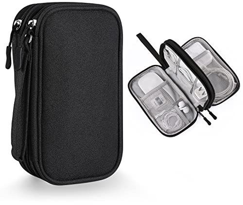 Bevegekos Travel Tech Kit, Universal Carrying Organizer Case Bag for Small Electronics and Accessories, Waterproof (Black)