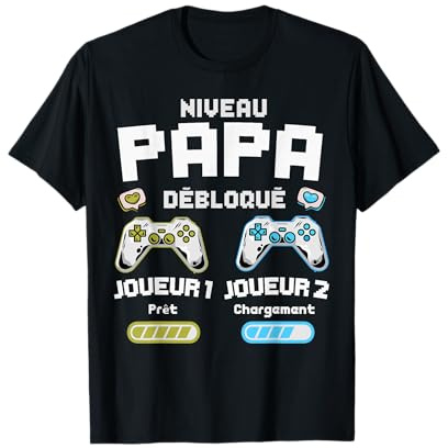 Niveau Papa Débloqué Futur Père Fils Annonce Grossesse Gamer T-Shirt