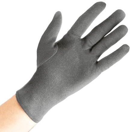 Baumwollhandschuhe aus 100% Baumwolle (Dermatest: Sehr gut), Graue Handschuhe, Weiche Textilhandschuhe für Handmasken, Stoffhandschuhe mit zertifizierter Hautverträglichkeit, 2 Paar