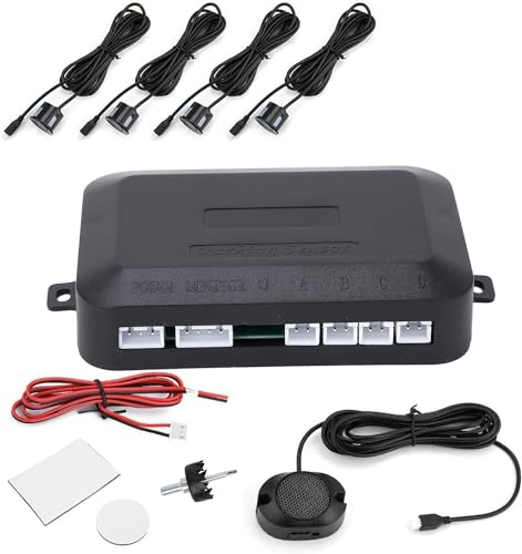 12V Sensori Parcheggio Auto Parcheggio Posteriore Kit,Kit Quattro Sensori di Parcheggio per Auto con Suono di Allarme,per Auto Indicatore Acustico di Avvertimento Sistema ( Nuovo aggiornamento