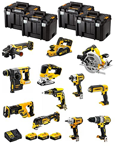 Kit DWK1201T (DCD996 + DCH273 + DCG405 + DCF887 + DCF894 + DCS334 + DCS570 + DCS355 + DCP580 + DCS367 + DCL050 + DCF620 + 3 Batterien 5,0 Ah + Ladegerät + 4 x TSTAK VI)