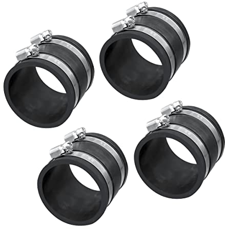 POWERTEC 70148-P4 - Morsetti flessibili in acciaio da 6,3 cm, connettore per tubo flessibile, accoppiatore in gomma per raccordi per la lavorazione del legno, accessori e macchinari per collettori di