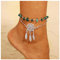 Dishowme Bohème Feuille Glands Cheville Turquoise Couches Plume Cheville Bracelet Creux Fleur Plage Pied Chaîne Bijoux pour Femmes Filles Ados