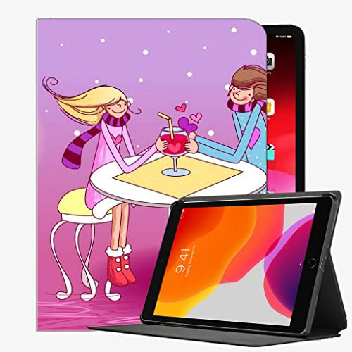 YENDOSTEEN Funda para iPad Air 2 Case Cuero PU iPad 9.7 6ª/5ª Generación (2018/2017),Couple Love Table Date Resistente a Impactos Suave Carcasa Cover