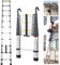 Scala telescopica da 5 m, con 2 ganci rimovibili, portatile, scala pieghevole in alluminio, telescopic Ladder EN131 per Attic/Attico 150 kg, carico (colore originale argento)
