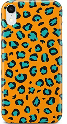 iCaseDesigner Animal Print Phone Case Compatible with iPhone XS Max. 6. Orange & Teal Leopard