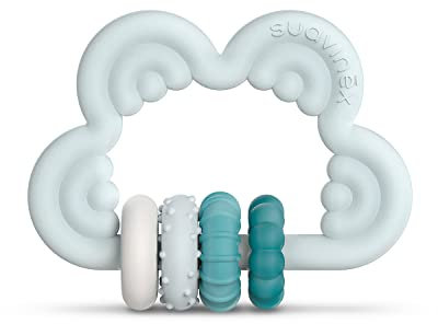 SUAVINEX Mordedor de Silicona +6 Meses. Mordedor Didáctico. Anillo de Dentición Flexible y Ligero. Diseño Nube. Color Azul, 401441