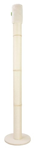 Kratzbaumland Woody-Deckenspanner Kratzbaum mit 15 cm Premium-Sisalstämme (240-250 cm)(Sisalfarbe Braun)(Creme - Edelplüsch)