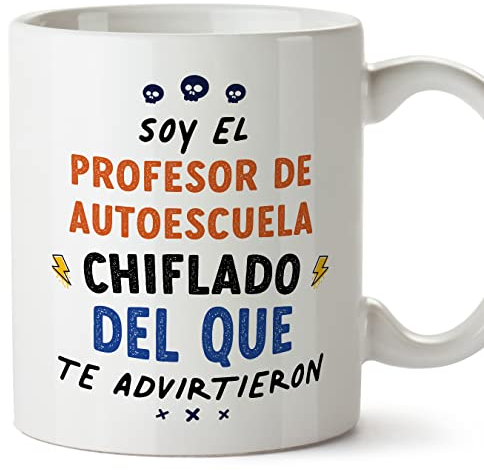 MUGFFINS Tazas para PROFESOR DE AUTOESCUELA hombre - En Español - Todos te advirtieron - 11 oz / 330 ml - Regalo original y divertido