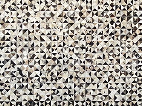 Leder Teppich 160x230 cm 100% Kuhfell Ivory Compatible with Braun Beige Echtleder Patchwork L4