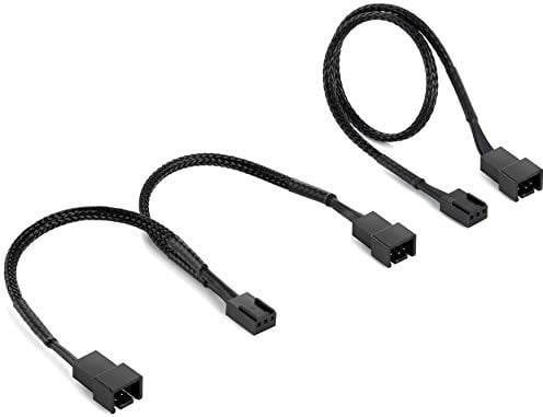 POPPSTAR Cable ventilador pc 3 pines (15cm fan splitter (1x hembra a 2x macho) + 30cm cable de extensión), para conexión a placa base
