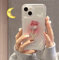 Emlivi Coque de protection Coque de téléphone pour iPhone 14 - Motif vagues - En silicone souple - Anti-rayures - Anti-chocs - Rose rose