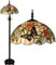 Kinbolas Stehlampe Tiffany Style 16 Zoll Retro Schmetterling Blume Buntglas Lampenschirm leselampe Vintage stehende lampe Boho Art Deko Schlafzimmer Wohnzimmer standleuchte- Pedal Switch(Color:B-7)