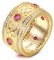 YAHOYA Dubai Gold Ring für Frauen Doppelreihige Mikrowachs-Inlay Natürliche Zirkon-Ringe Hochzeitsfeier Edler Schmuck