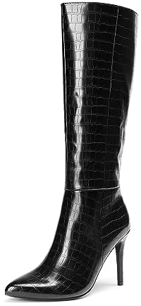 DREAM PAIRS Womens Pointed Stiletto Knee High Boots | 3.7-inch Stiletto Heel Sexy Pointed Toe Stiletto High Heel Boots, Fashion & Classic Dress Shoes