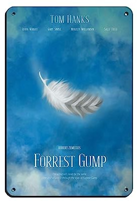 KOURT Forrest Gump Filmposter Blechschild Vintage Metall Pub Club Cafe Bar Zuhause Wandkunst Dekoration Poster Retro 20 x 30 cm