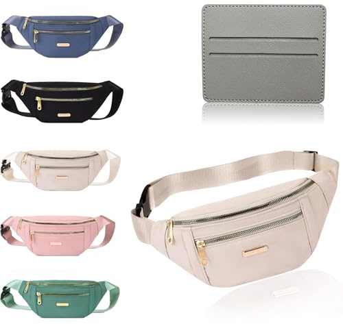 BAIYSFFG Bauchtasche, modische Hüfttasche, Uni, modisch, für Reisen, Bauchtasche mit 3 Reißverschlusstaschen, für Damen, Herren, Sport, Laufen, Wandern, Joggen, Schwarz, 28 x 7 x 13 cm (Beige)