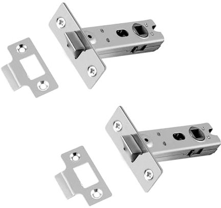 Satin Chrome Tubular Latch Internal Door Latch 75mm, Tubular Mortice Latch for Interior Lever Door Handles Internal Sets and Mortice Knobs 2 Pack SS-75MM