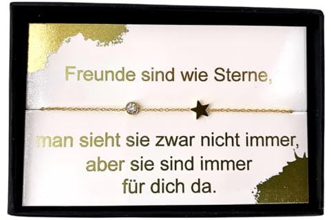 NataschaWoge® GESCHENK minimalistisch STERN beste Freundin Armband Freundschaftsarmband Freundschaft gold spiritueller Schmuck Sun Hollow Geburtstag Armkettchen Geschenkidee