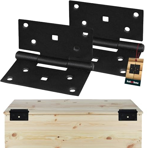 KOTARBAU® 2 x Charnière INOX à congé chantier 90x95mm en acier noir peint par pulvérisation| Charniere Porte Lourde |Charniere Inox |Charnières de Portes |Charniere Plate |Charnieres |Charnière Porte