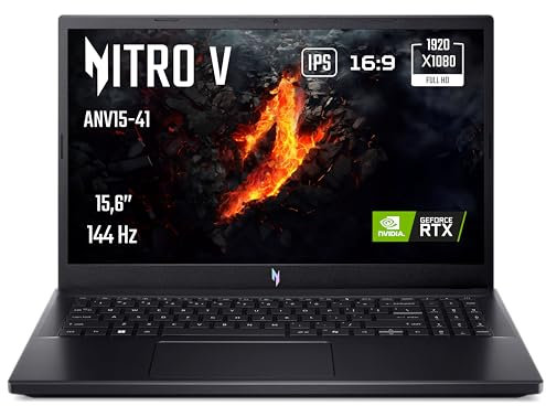 Acer Nitro V ANV15-41-R52M, Ordinateur Portable Gaming 15,6'' Full HD IPS 144 Hz, PC Portable Gamer (AMD Ryzen 5 7535HS, NVIDIA GeForce RTX 4050, RAM 16 Go, 512 Go SSD) - PC Gaming Noir