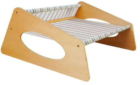 Wnvivi Erhöhtes Katzenbett, Abnehmbare Katzenhängematte aus Holz, Strandkorb für Katzen, Strandkorb aus Holz für Kleine Katzen und Kätzchen(A2)