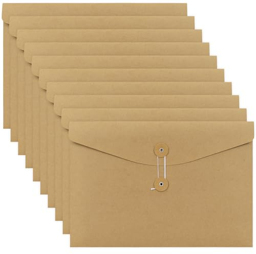 Skycase kraftpapier ordner a4 - Dokumententasche a4 Kraftpapier Mappen Umschläge Projekttaschen Dokumententasche Tasche mit Schnur A4 Kraft String Datei Ordner Organizer (Quer)