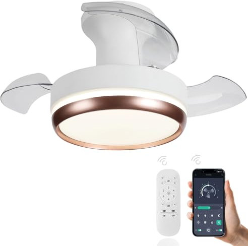 Ventilatore Da Soffitto Design, Pale Da Soffitto Con Luce E Telecomando Vortice Dimmerabile Estate Inverno Reversibile Motore Dc Silenzioso Lampadario Con Pale Nascoste Per Camera Da Letto Soggiorno