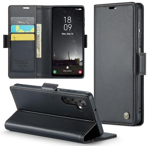 Phernykas Custodia a Libro Portafoglio per Samsung Galaxy A25 5G, RFID | 3 Slot - Per Pendolarismo, Flip Cover Doppia Fibbia Magnetica, Pelle PU Anti-Macchia, Supporto, Lavoro, Telefono Libretto