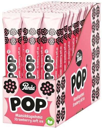 Panda ® | Pop | Bar di liquirizia ripiena di gelato morbido alla fragola | Liquirizia morbida da leccarsi i baffi con morbida fragola all'interno | Gusto e dimensione perfetti | Vegano | Confezione da