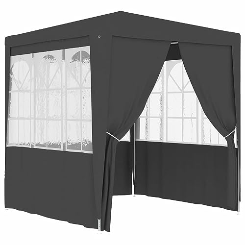 LAPOOH Profi-Partyzelt mit Seitenwänden, Festzelt, Pavillion, Bierzelt, Garten Party Zelt, Gartenzelt, Grillpavillon, 2,5×2,5m Anthrazit 90 g/m²