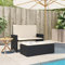 Gecheer Gartenbank mit Kissen und Fußhocker Sitzbank Outdoor Bank Terassenbank Parkbank Rattanbank Außenbank Gartensofa Rattansofa Gartenmöbel Balkonbank Schwarz Poly Rattan