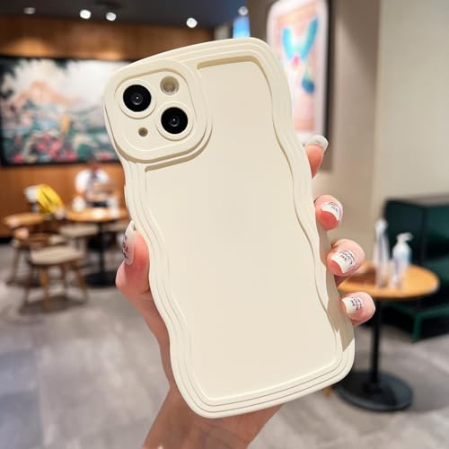 Lomzexwi Kompatibel mit iPhone 12 Mini Hülle Süße Curly Wellen Design Matt Silikon TPU Stoßfestes Frauen Mädchen Handyhülle Bumper Schutzhülle Case für iPhone 12 Mini, Beige