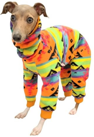D Doggy Star Whippet Fleece-Rollkragenpullover für Windhunde (M, Nordic Orange)