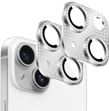 Kucheed 2 Pezzi Protezione per Obiettivo Della Fotocamera Bling Diamond per iPhone, Antigraffio in Metallo con Decorazione Colorata 3D per Fotocamera Posteriore per iPhone 12/iPhone 12 Mini