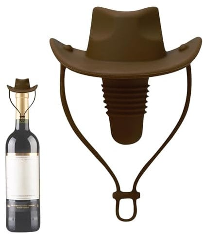 Funny Cowboy Hat Wine Bottle Stopper - Silicone Western Hat Shaped Decorative Wine Sealer