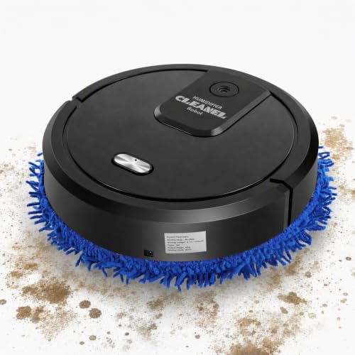 Fyssnn Wischroboter 360° Staubsaugerroboter Nass/Trocken Wischfunktion Roboterstaubsauger 60 dB Saugroboter Geeignet zur Reinigung von Staub Flecken Tierhaaren usw (Schwarz)